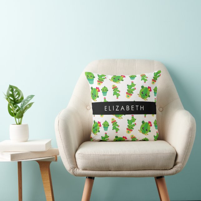 Schattig Cactus, Cactus Pattern, Succulent, Jouw n Kussen (Stoel)