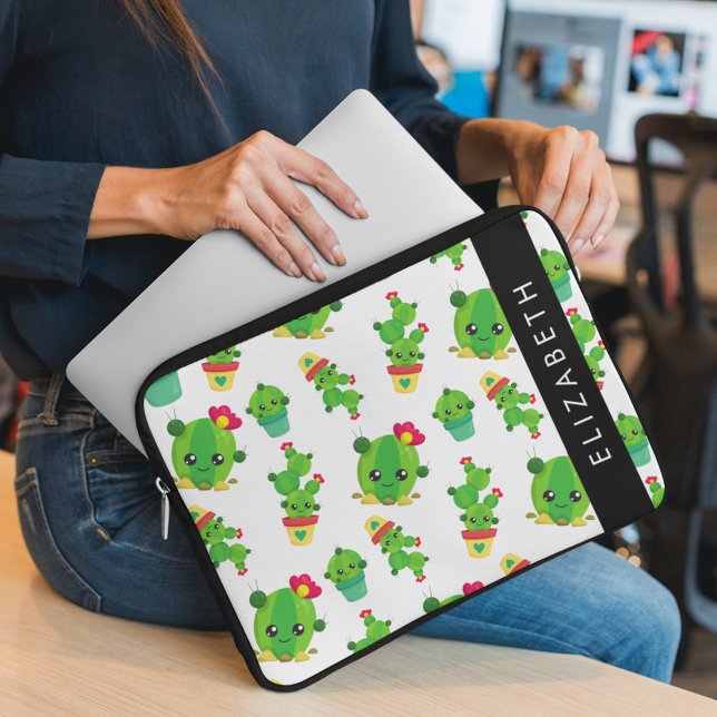 Schattig Cactus, Cactus Pattern, Succulent, Jouw n Laptop Sleeve (Creator heeft geüpload)