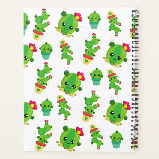 Schattig Cactus, Cactus Pattern, Succulent, Jouw n Planner (Achterkant)