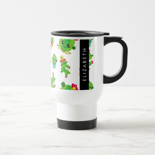 Schattig Cactus, Cactus Pattern, Succulent, Jouw n Reisbeker (Rechts)
