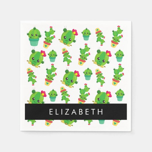 Schattig Cactus, Cactus Pattern, Succulent, Jouw n Servet (Voorkant)