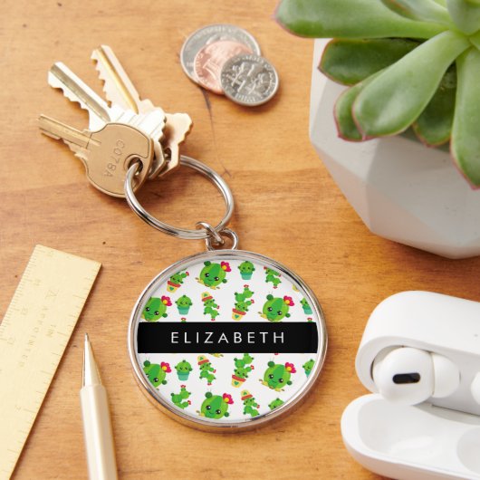 Schattig Cactus, Cactus Pattern, Succulent, Jouw n Sleutelhanger (Bureau)