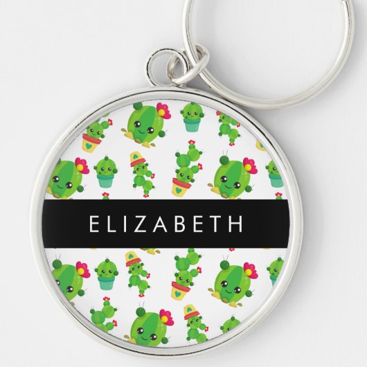 Schattig Cactus, Cactus Pattern, Succulent, Jouw n Sleutelhanger (Voorkant)