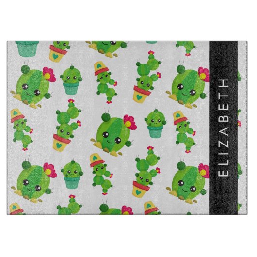 Schattig Cactus, Cactus Pattern, Succulent, Jouw n Snijplank (Voorkant)