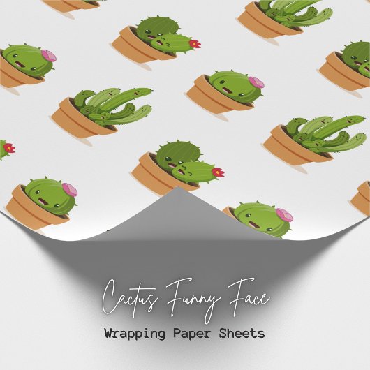 Schattig Cactus Characters Wrapping Paper Cadeaupapier