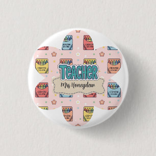 Schattig Cadeau voor Leraar Krijtstreep Patroon Ronde Button 3,2 Cm