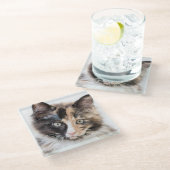 Schattig Calico Kitten Glazen Onderzetter (Schuin)