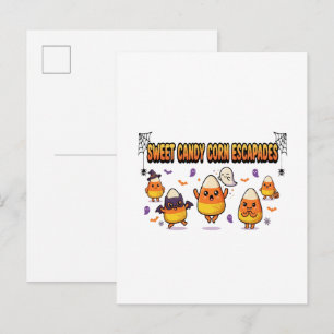Schattig Candy Corn Halloween-feest Uitnodiging Briefkaart