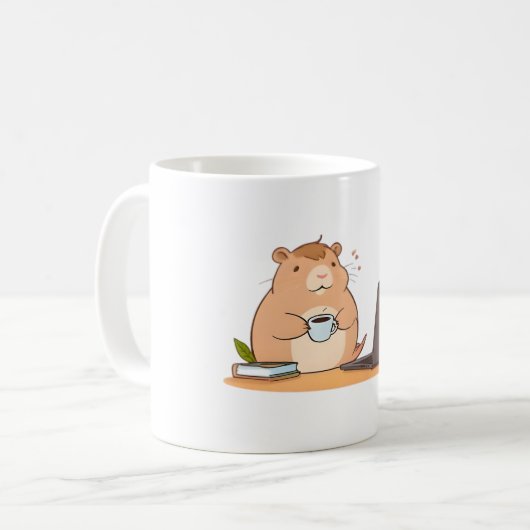 Schattig Capybara Coder Koffie Laptop Design Koffiemok (Voorkant links)