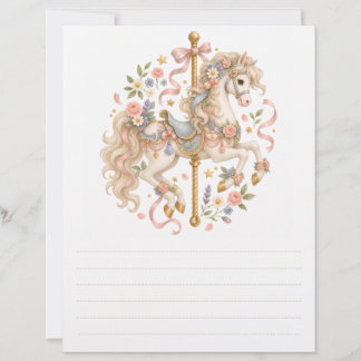 Schattig Carrousel Paard Vintage Kunst Briefhoofd