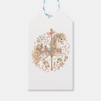 Schattig Carrousel Paard Vintage Kunst Cadeaulabel