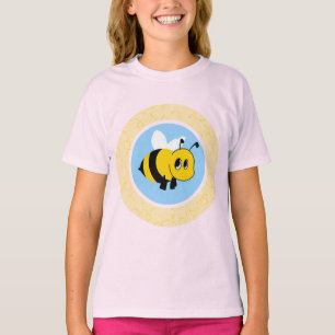 Schattig cartoon bij-figuur met grote ogen t-shirt