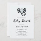Schattig cartoon blauw olifant Baby shower Kaart (Voorkant)