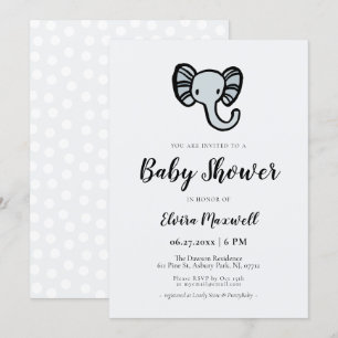 Schattig cartoon blauw olifant Baby shower Kaart