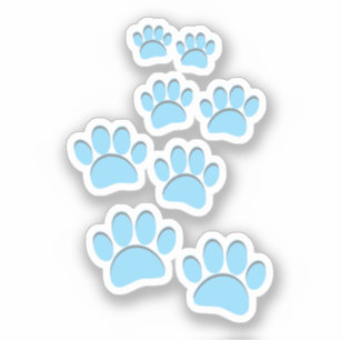 Schattig Cartoon Huisdier Pootspoor Blauw Sticker