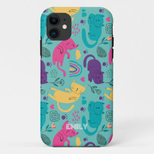 Schattig cartoon kattenpatroon iPhone 11 hoesje