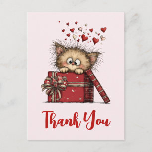 Schattig Cartoon Kitten in een Doos met Hartjes Be Briefkaart