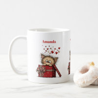 Schattig Cartoon Kitten in een Doos met Hartjes