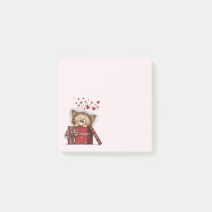 Schattig Cartoon Kitten in een Doos met Hartjes Post-it® Notes