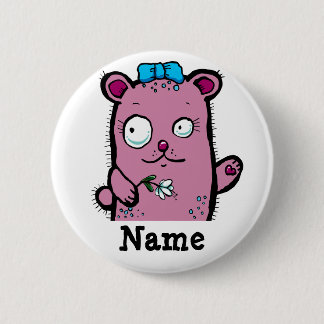 Schattig cartoon meisje beer zwaait ronde button 5,7 cm