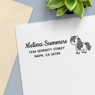 Schattig Cartoon Paard Pony Retouradres Zelfinktende Stempel