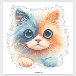 Schattig Cartoon Poesje Met Grote Ogen Sticker