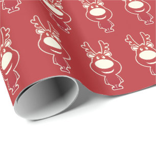 Schattig Cartoon Rendier Rood Patroon Cadeaupapier