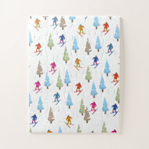 Schattig cartoon-skipiste-patroon legpuzzel