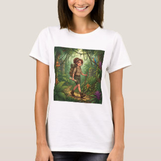 Schattig Cartoon Verkennersmeisje in de Jungle T-shirt