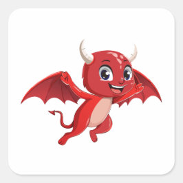 Schattig cartoon vliegende duivel vierkante sticker