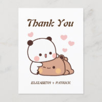 Schattig cartoonkoppel, Kawaii Beer & Panda Bedank