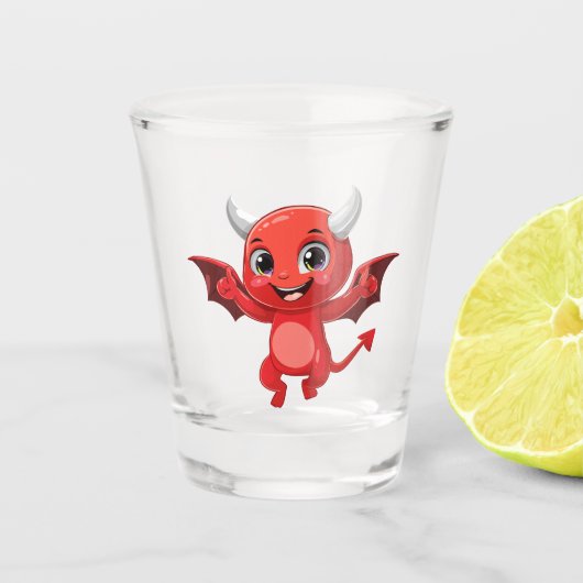 Schattig cartoontje vliegende duivel shot glas (Voorkant)