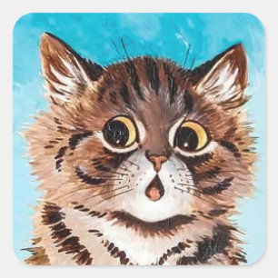 Schattig Cat beroemd gemaakt door Louis Wain Stick Vierkante Sticker