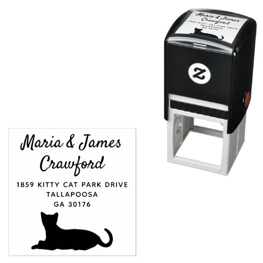 schattig cat cursief script familienaam retouradre zelfinktende stempel (In situ)