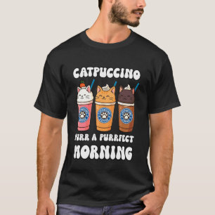 Schattig Catpuccino Ochtend Schattig Koffie Kat On T-shirt
