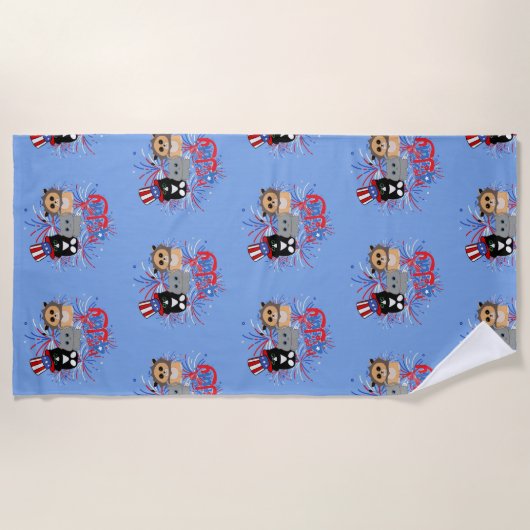 Schattig Cats Happy 4th van juli Strandlaken (Voorkant)