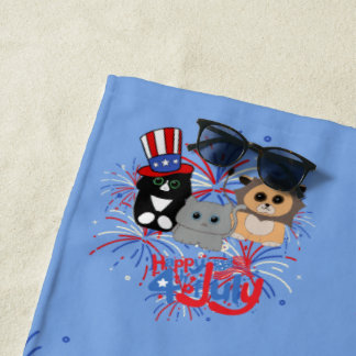 Schattig Cats Happy 4th van juli Strandlaken