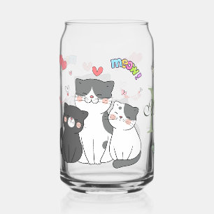 Schattig Cats Meow Hearts Theme Monogram Blikvorm Glas