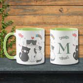 Schattig Cats Meow Hearts Theme Monogram Mok
