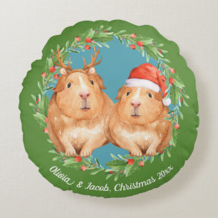 Schattig cavia paar kerst rond kussen