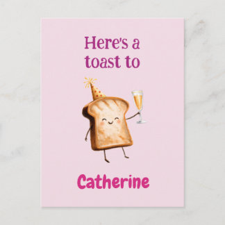 Schattig Champagne Toast Karakter voor Vrouwen, Br Briefkaart