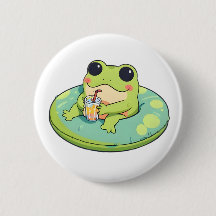 Schattig Chibi Kikker Zomer Zwembad Dag Limonade D