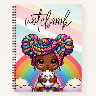 Schattig Chibi Meisje met Regenboog vlechten Notitieboek