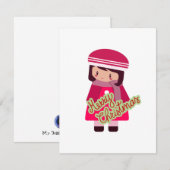 Schattig chibi-meisje platte kerstkaart (Voorkant / Achterkant)