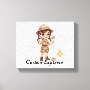 Schattig Chibi Ontdekkingsmeisje Grafisch Canvas Afdruk