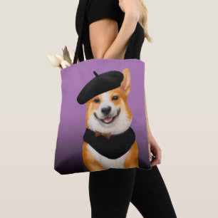 Schattig Chic Corgi Hond Dragen Beret & Bandanna Draagtas