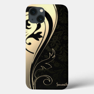 Schattig Chic Goud, Zwarte Paisley -Persoonlijk iPhone 13 Hoesje