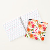 Schattig Chic Monogram Floral  Notitieboek (Binnen)