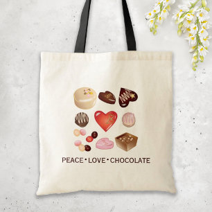 Schattig Chic Vrede Liefde Chocolade Snoep Hart Tote Bag