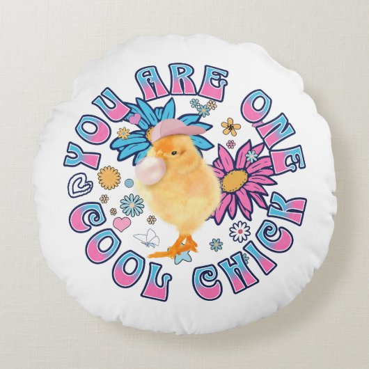 Schattig Chick - Je bent een Cool Chick Rond Kussen (Voorkant)
